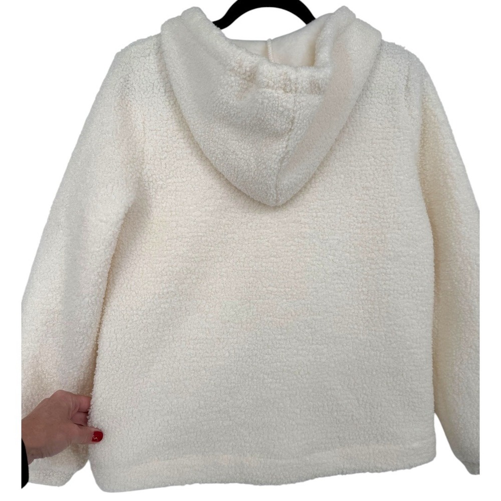 NWT LOFT V-Neck Sherpa Hoodie Ivory Pullover Sweater Top Size Small Cozy Lounge‎ - Picture 10 of 14